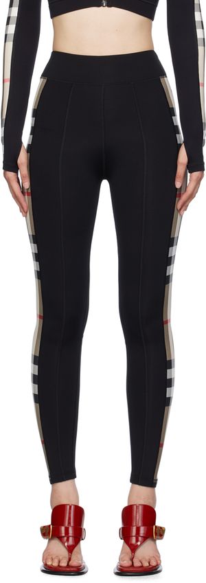Burberry Black Check Trim Leggings