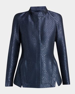 Sequin Jacquard Single-Breasted Evening Jacket