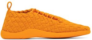 Bottega Veneta Baskets basses orange tissées façon intrecciato
