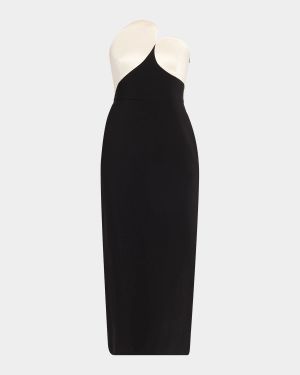 Court Strapless Two-Tone Bodycon Midi Dress