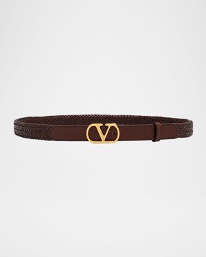VLogo Signature Braided Leather Belt, 25mm