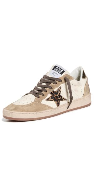 Golden Goose Ballstar Nappa Upper Suede Toe And Spur Horsy Star Laminated Heel Sneakers White/Brown/Gold 38