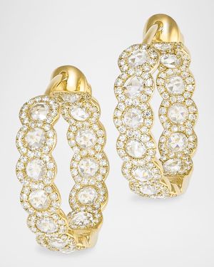 Scallop 18K Yellow Gold Diamond Hoop Earrings, 2.58tcw