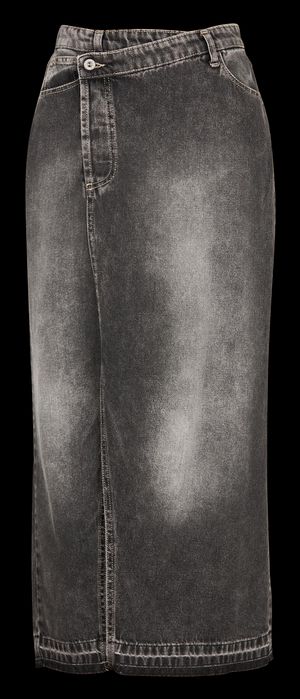 Please - Jupe longues en denim de coton - Taille M - Noir