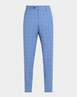 Men's Parker Wool Plaid Flat-Front Pants