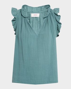 Bex Sleeveless Ruffle Cotton Gauze Top