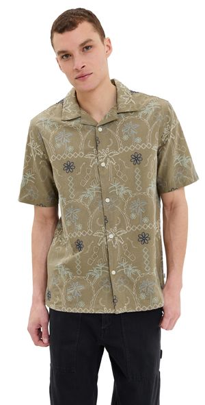 Wax London Hawaiian Didcot Shirt Khaki XL