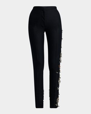 Slim Embellished Wool Pants