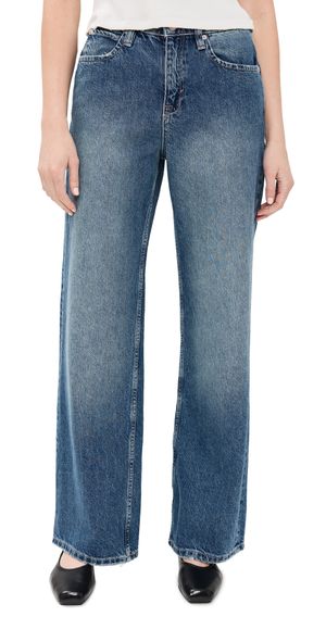 Free People Tinsley Baggy High Rise Straight Jeans Hazey Blue 31