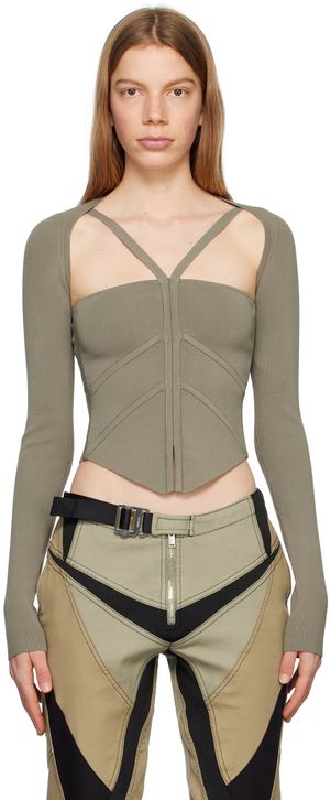Dion Lee Khaki Modular Darting Tank Top