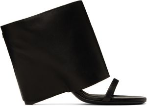 Courrèges Black Oblique Wedged Leather Mules