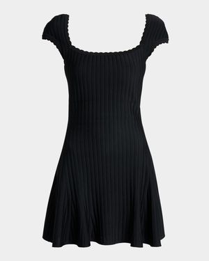 Cap-Sleeve Pleated Mini Dress