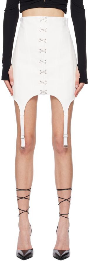 Dion Lee White Corset Garter Miniskirt