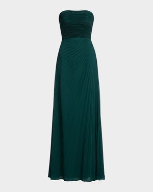 Kinley Strapless Pleated Satin Gown