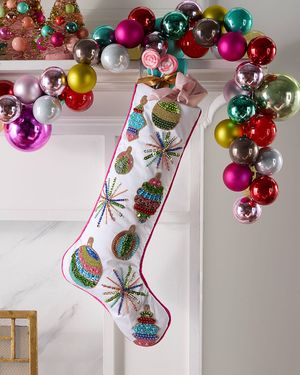 Holly Jolly Beaded Stocking