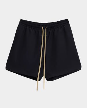 Men's Contrast-Drawstring Wool Shorts