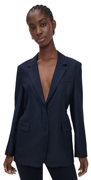 Theory Oversized Cinch Waist Blazer Nocturne Navy 12