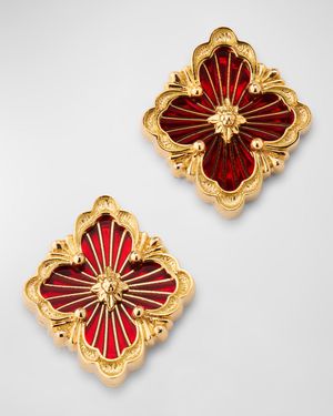 Opera Tulle 18K Gold Red Enamel Button Earrings