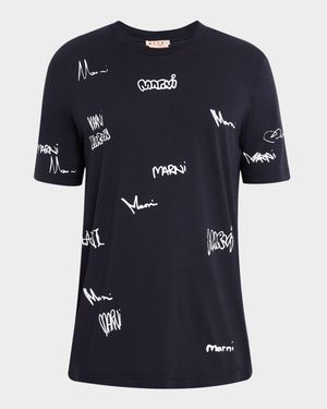 Men's Allover Multi-Logo Crewneck T-Shirt