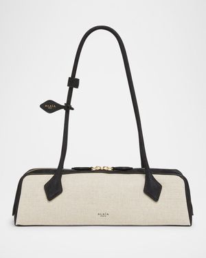 Le Teckel Medium Shoulder Bag in Canvas and Leather
