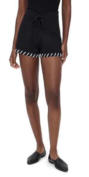 English Factory Stitch Detail Knit Shorts Black/White M