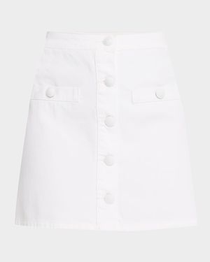Kris Button-Front Denim Mini Skirt
