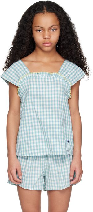 Bobo Choses Kids Blue Vichy Tank Top