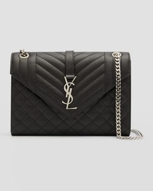Envelope Triquilt Medium YSL Shoulder Bag in Grained Leather