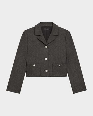 Boxy Cropped Patch Pocket Jacket