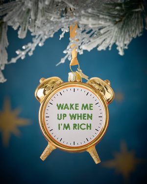 Shiny Gold Rich Alarm Clock Christmas Ornament