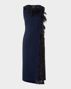 Asymmetric Double-Face Wool Midi Dress