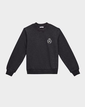 Boy's Crewneck Sweatshirt W Crest Patch, Size 4-6