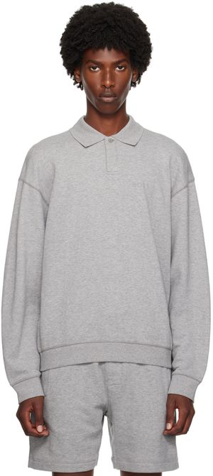BOSS Gray Flocked Logo Polo