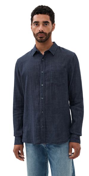 Vince Double Face Long Sleeve Shirt Heather Coastal S