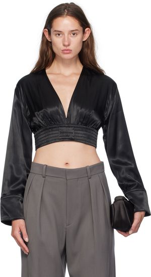 Alexander Wang Black Cropped Blouse