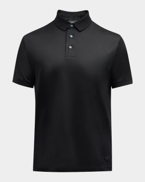 Men's Solid Jersey-Stretch Polo Shirt