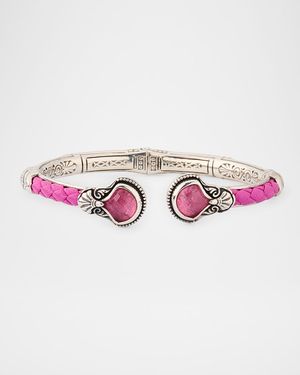 Ivy Rock Crystal, Strawberry Quartz and MOP Cuff Bracelet