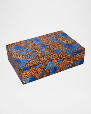 Ocelot & Blue Pearls Lacquer Box