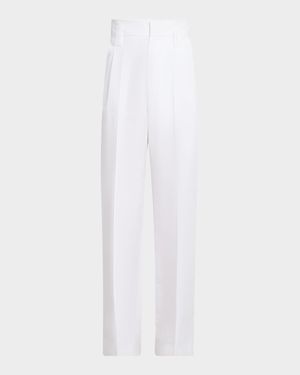 High-Rise Cotton Gabardine Wide-Leg Pants
