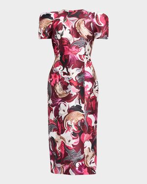 Surene Floral-Print Midi Sheath Dress