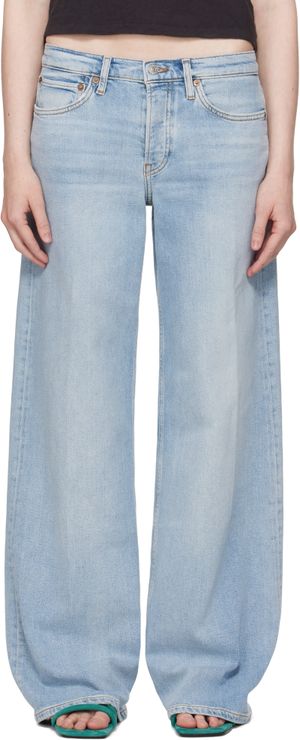 Re/Done Blue Comfort Mid Rise Wide Leg Jeans