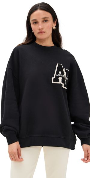 ANINE BING Miles Oversized Letterman Sweatshirt Black L