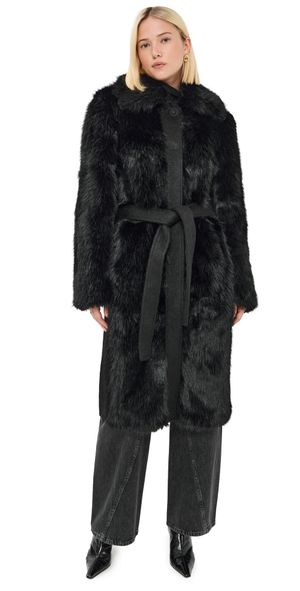 La Ligne Faux Fur Alpine Coat Black M/L