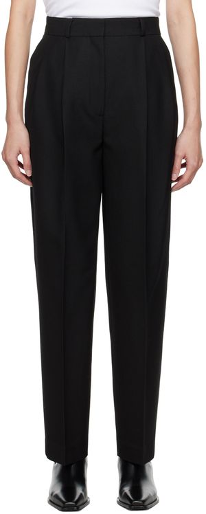 TOTEME Black Double-Pleated Trousers