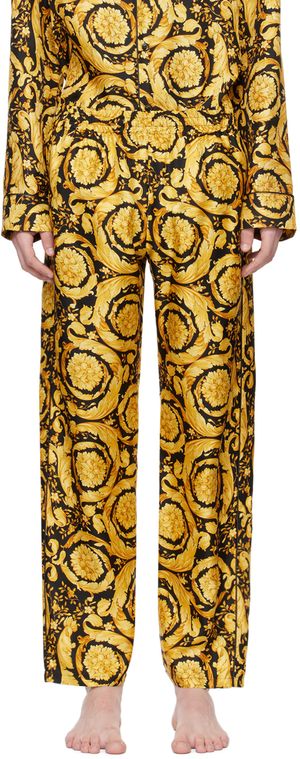 Versace Underwear Black & Yellow Barocco Lounge Pants