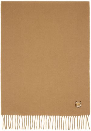 Maison Kitsuné Beige Bold Fox Head Double Face Scarf