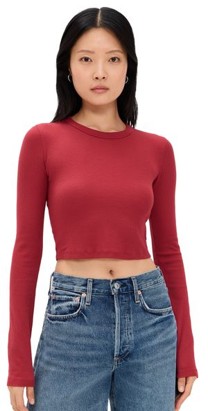 Cotton Citizen Verona Crop Shirt Crimson M