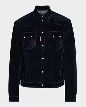Men's Flocked Corduroy Jean Jacket