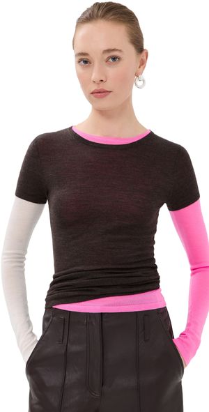 Christopher Esber Cipolla Double Layer Merino Long Sleeve Tee Neapolitan XXS