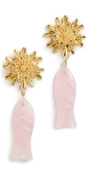 Brinker + Eliza Finnie Earrings Rose Quartz One Size